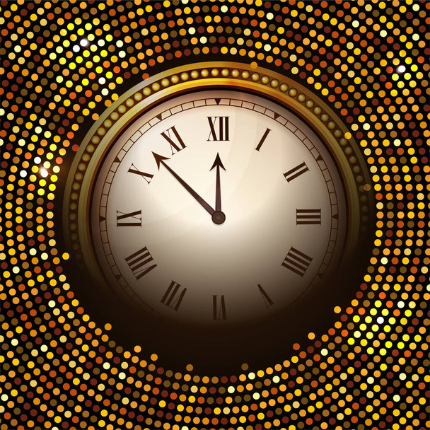 ベクトル光沢のある新年の時計の背景にディスコスタイル。ベクターイラスト - ベクター画像