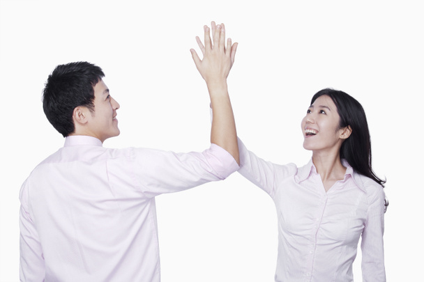 Coworkers high-five - Фото, изображение