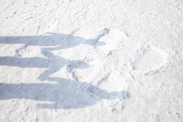 schaduwen van familie in de sneeuw - Foto, afbeelding