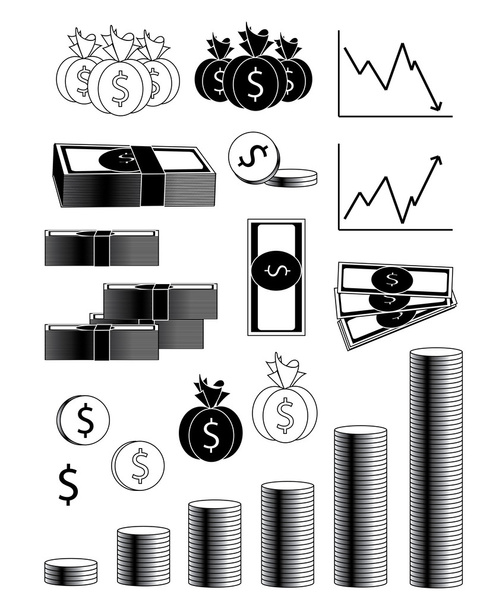 Conjunto de ícones financeiros
 - Vetor, Imagem
