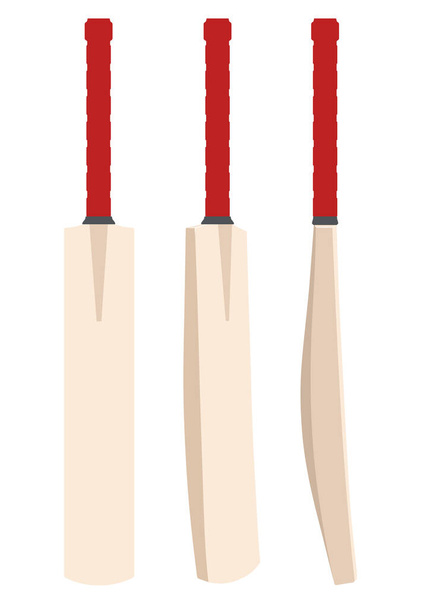 白い背景の上に様々な角度で一般的な木製のクリケットバットのベクトル図 - ベクター画像