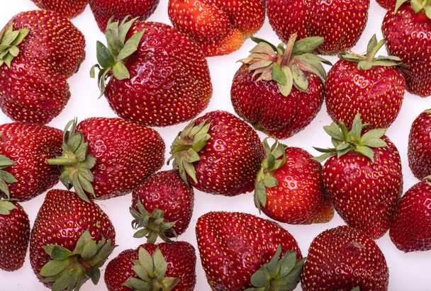 fresh ripe strawberries isolated on white background  - Photo, Image