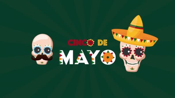 cinco de mayo celebration mexican with skulls - Footage, Video