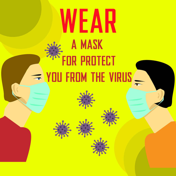 Appeal posters use masks to prevent the spread of viruses. vector illustration of using masks. symbol icon. Hygienic, Equipment. Flat design. - Vector, Image