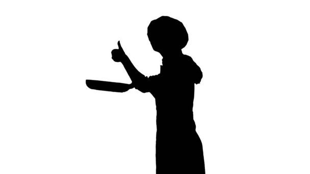 Silhouette noire du chef frit et montre comme signe
 - Photo, image