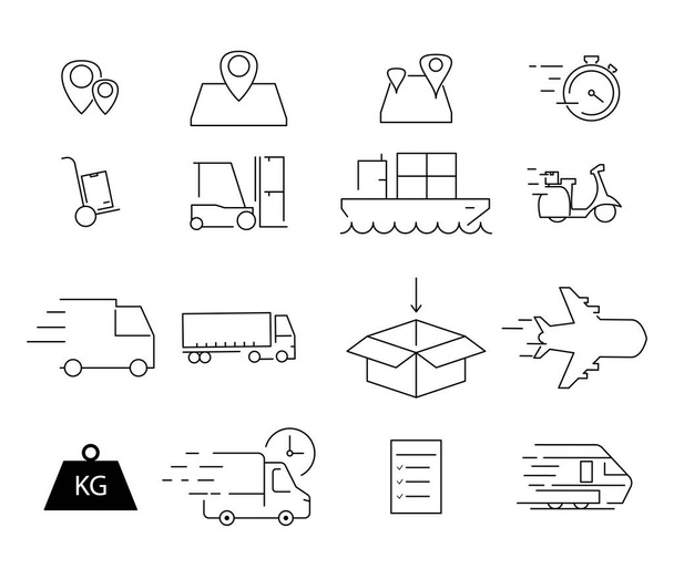 vector shipping icons on white background - Vector, Image