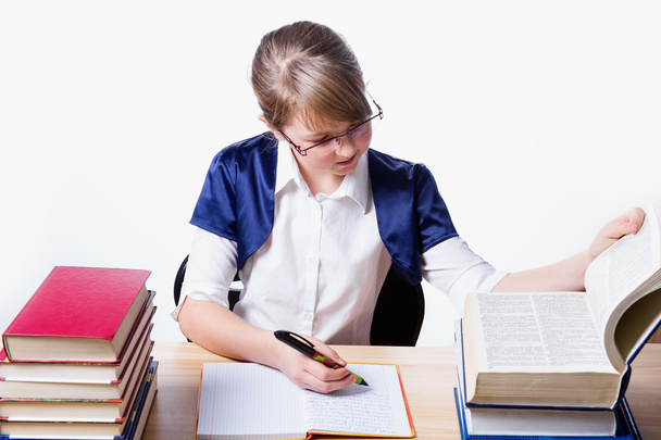 girl reading a book, learning - Фото, изображение