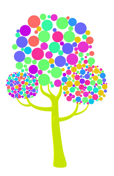 Vektor abstrakter Leuchtbaum aus verschiedenen Blasen. Game UI flach. Schöne stilisierte Illustration für Logodesign, Poster, 2D-Spiele oder Postkarten. Isolierte Aktienillustration auf weißem Hintergrund - Vektor, Bild
