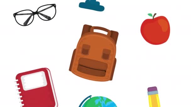 pattern of school supplies animation - Footage, Video