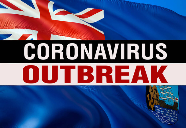 Novel coronavirus - 2019-nCoV on Saint Helena flag, WUHAN virus concept Coronavirus є небезпечною концепцією з OUTBREAK text.3D, що робить китайський коронавірус спалахом. Прапор Святої Єлени - Фото, зображення