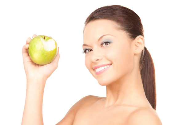 Young beautiful woman with green apple - Foto, immagini