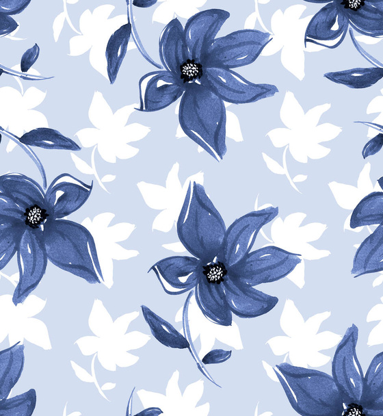 handgezeichnete nahtlose bunte helle Muster mit bunten Blumen - Foto, Bild