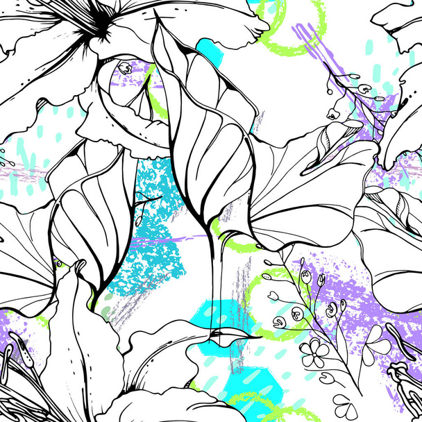 Floral Geometric Print Tropical Jungle Leaf Brush - Vector, imagen