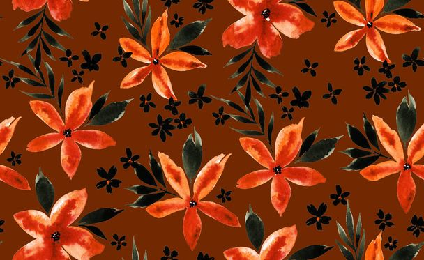 hand drawn seamless colorful bright pattern with colorful flowers - Foto, Imagen