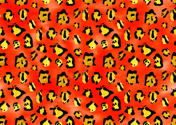 hand drawn seamless colorful bright pattern with leopard spots - 写真・画像