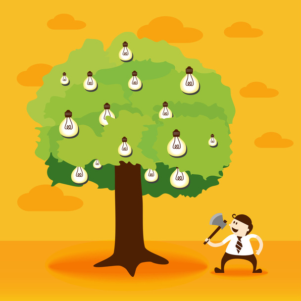 Idea Tree And Business Man - Vector, Image