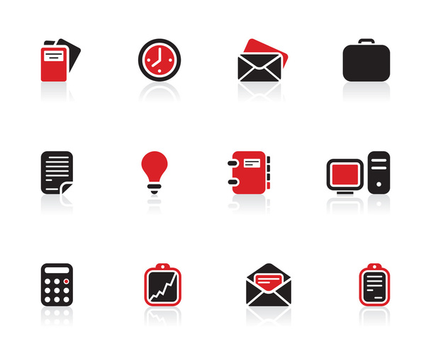 Diseño de logotipo e iconos de oficina de negocios negro y rojo
 - Vector, Imagen