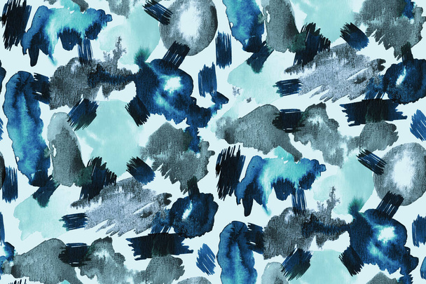 hand drawn seamless colorful bright pattern with blurry watercolor brush strokes - Photo, Image