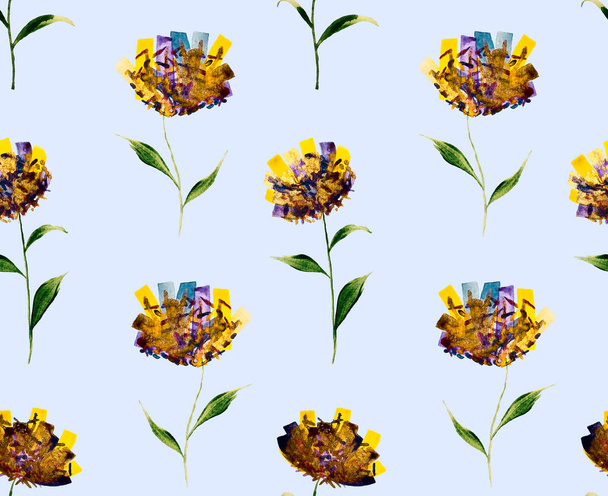 花と手描きのシームレスなカラフルな明るいパターン  - 写真・画像