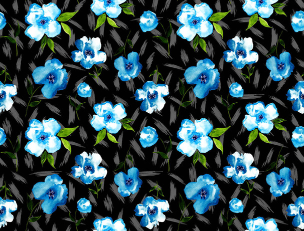 hand drawn seamless colorful bright pattern with colorful flowers - Photo, Image