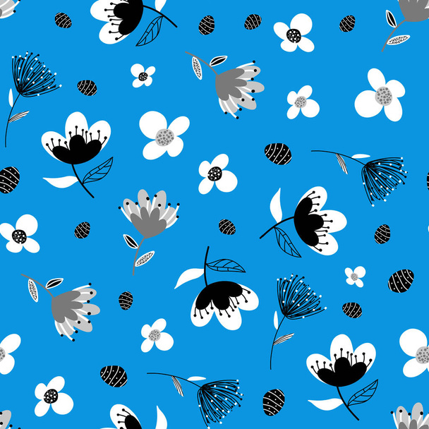 hand drawn seamless colorful bright pattern with flowers  - Fotó, kép