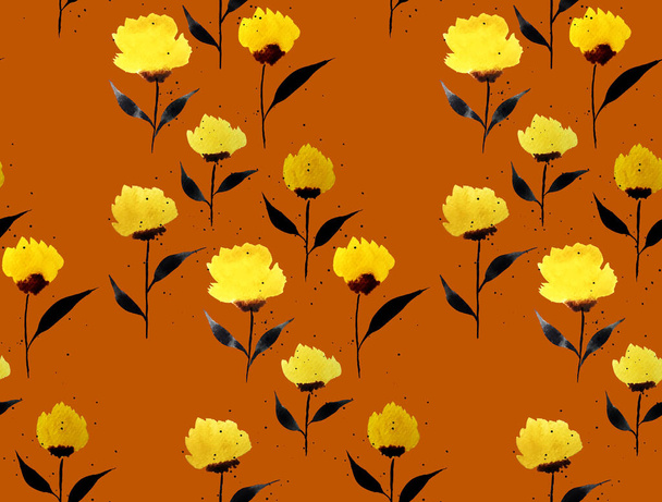 hand getekend naadloze kleurrijke heldere patroon met kleurrijke bloemen - Foto, afbeelding
