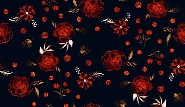 hand drawn seamless colorful bright pattern with colorful flowers - Fotó, kép