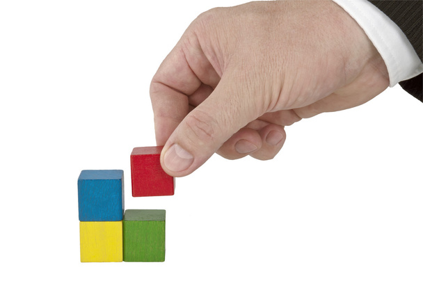 Изолированная отделка четырех цветных блоков
 - Фото, изображение