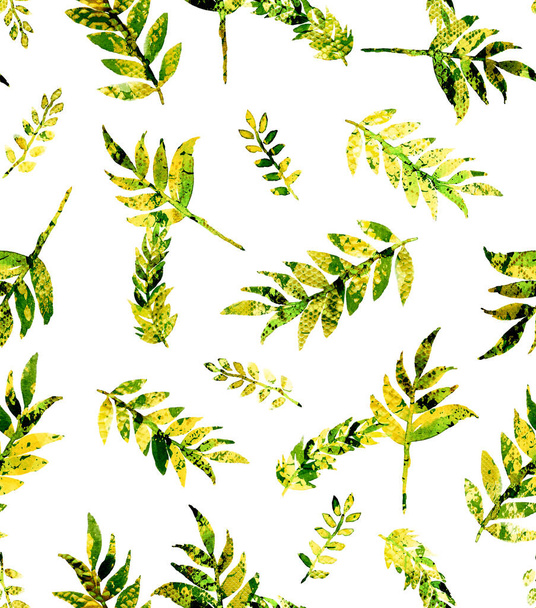 hand drawn seamless colorful bright pattern with leaves  - Foto, afbeelding