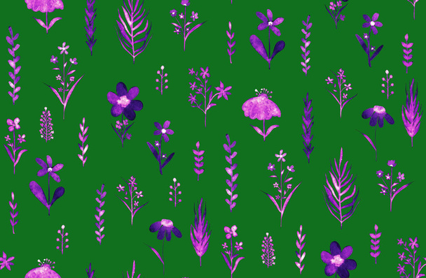 ręcznie rysowane bezszwowe kolorowe jasny wzór z kolorowymi kwiatami   - Zdjęcie, obraz