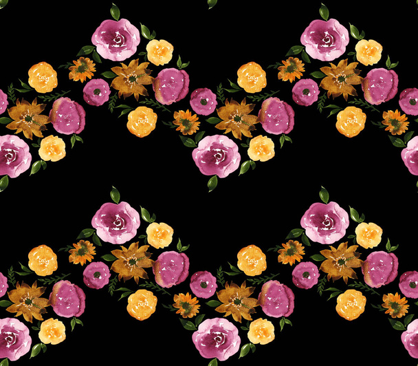 ручной работы бесшовные красочные яркие узоры с красочными цветами - Фото, изображение