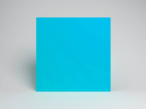 3d gerendert abstrakten Podiumshintergrund - Abstrakt, 3d gerendert weißen Hintergrund mit blauem Rechteck - Foto, Bild