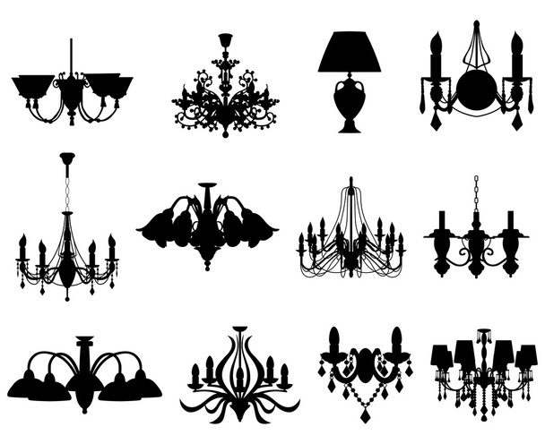 Set of lamps silhouettes - Vector, Image
