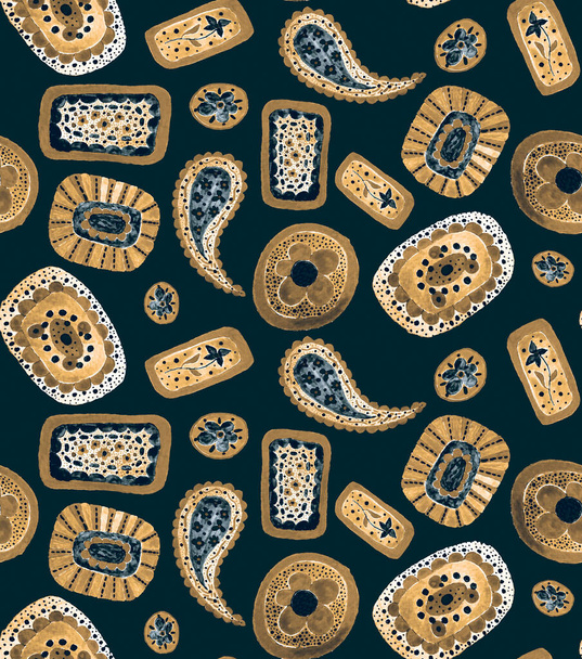 hand drawn seamless colorful bright pattern with ethnic dots - Fotó, kép