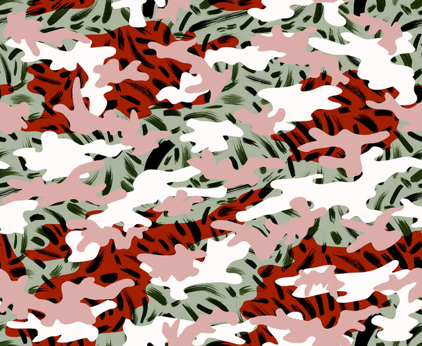 seamless colorful modern camouflage pattern background with paint brushes - Photo, Image