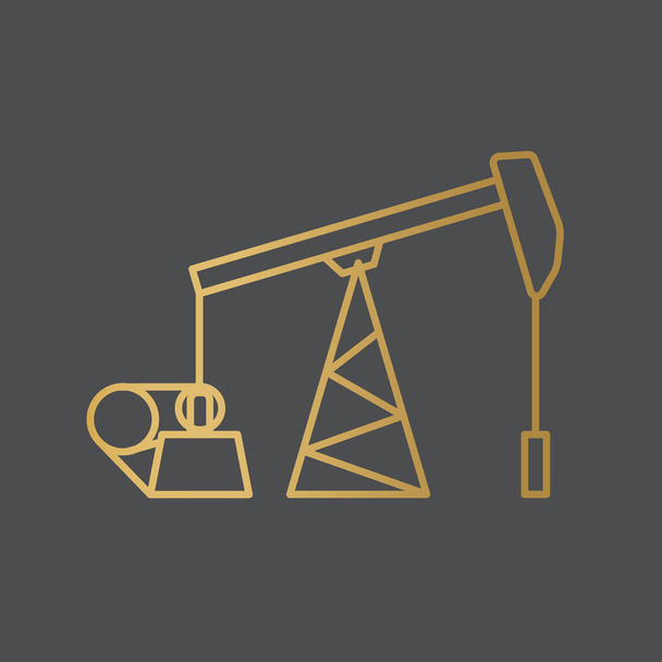 иконка золотой буровой установки - векторная иллюстрация
 - Вектор,изображение