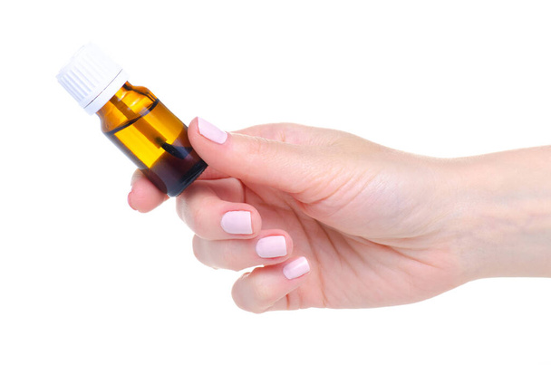 Bottle Nail Oil Cuticle in hand - 写真・画像