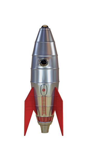 cohete espacial aislado sobre fondo blanco 3d ilustración - Foto, Imagen