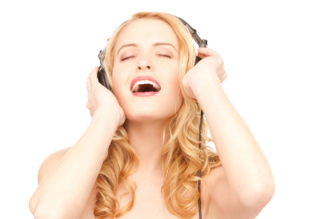 Happy woman in headphones - Photo, Image