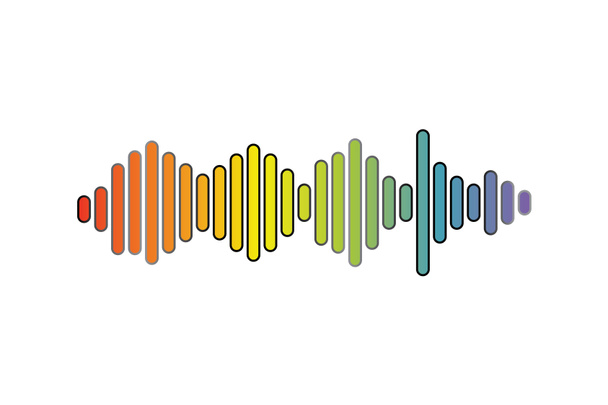 Pulsmusik-Player. Audio bunte Welle Logo. Sound-Equalizer-Element. Isoliertes Design-Symbol. Jpeg - Foto, Bild