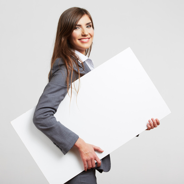 Business woman hold blank card - Φωτογραφία, εικόνα