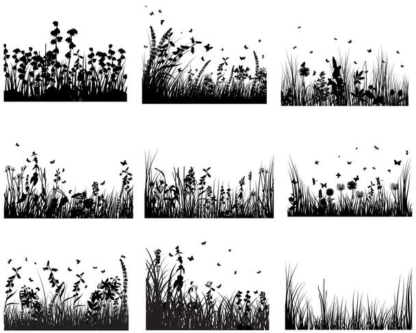 Meadow silhouettes - Vector, Image