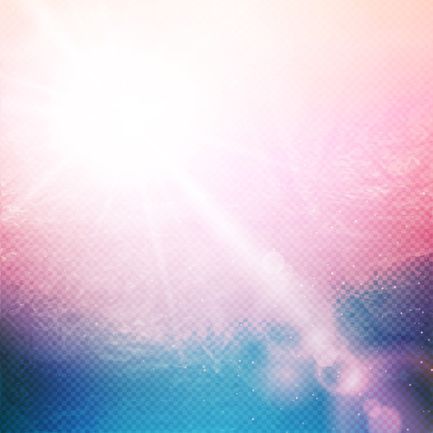 透明なグリッドと太陽のまぶしさとベクトル ビンテージ背景 - ベクター画像