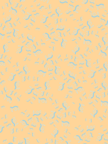 Fondo naranja abstracto con orugas azules decorativas
 - Vector, Imagen