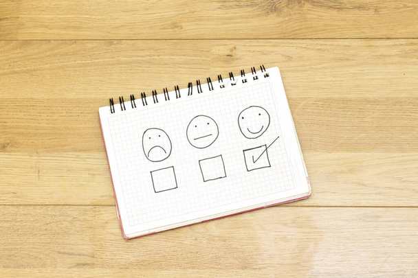 hodnocení se šťastnou ikonou, koncept průzkumu spokojenosti zákazníků - Fotografie, Obrázek
