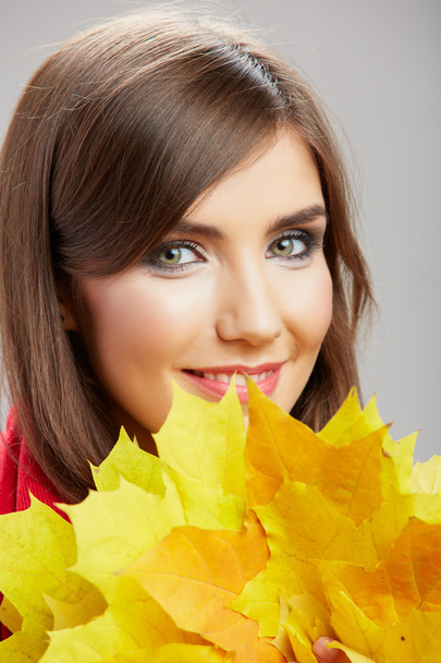 Woman with leaves - Photo, Image