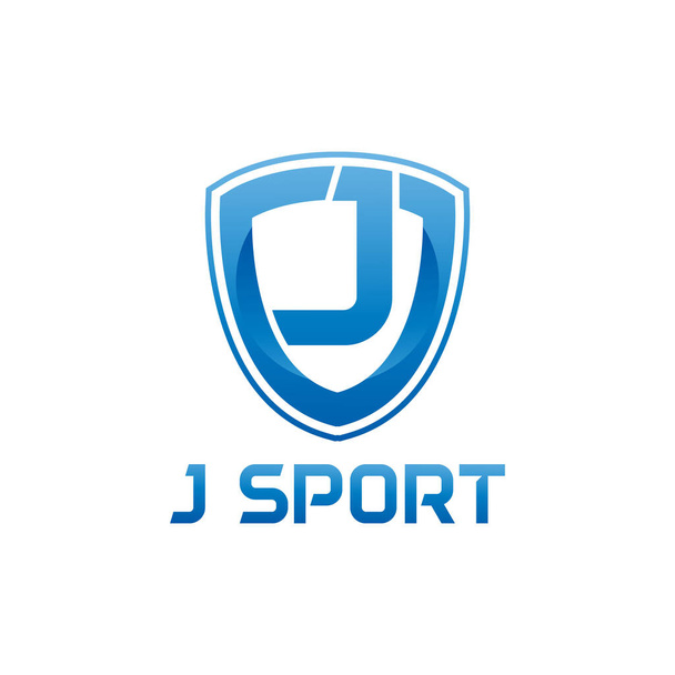 vector ilustración letra j con escudo deporte logo moderno diseño
 - Vector, Imagen