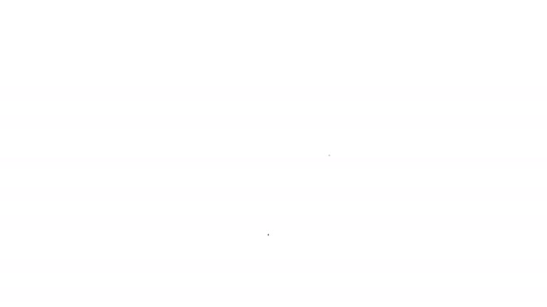 Черная линия Карабинер значок изолирован на белом фоне. Экстремальный спорт. Спортивное оборудование. Видеографическая анимация 4K - Кадры, видео