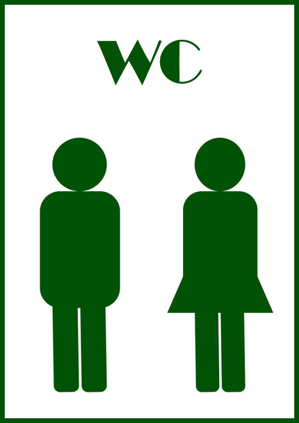 Public toilet sign template and text WC. Door sign. Pointer. Public place. - Vector, Image
