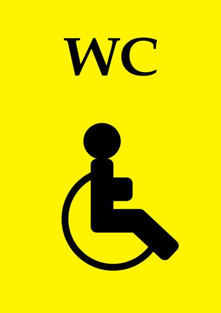 Знак туалета для инвалидов и текстовый туалет. Дверной знак. Пойнтер. Общественное место
. - Вектор,изображение